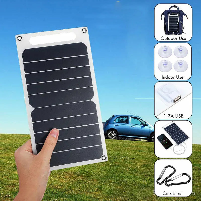 Painel Solar com USB, impermeável, ao ar livre, caminhadas, camping, bateria portátil, banco de carregamento do telefone móvel, 30W, 6.8V